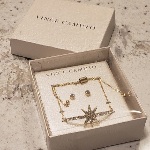 NIB Vince Camuto Gold Starburst Bracelet & Earring - Picture 2 of 4